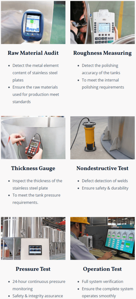Quality control for every stage of our brewery beer equipment production process